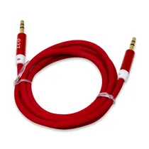 Cabo Auxiliar de Nylon Luo LU-1119 com Conetor P2 3.5MM - Vermelho