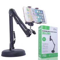 Suporte Universal Multifuncional Raptas para Stents Vocais de Quadro de Vídeo de Mesa com Suporte para Telefone - Preto
