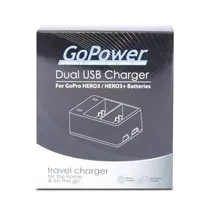 Carregador de Viagem para 2 Baterias Gopower para Gopro HERO3 e 3+ - Preto