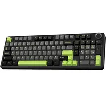 Teclado Gamer Mecânico Aula F99 Pro 96% RGB Sem Fio V3 Gray Wood Switch - Black (Inglês)