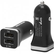 Adaptador de Carro Mega Star CH221S Dual USB - Preto/Cinza