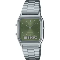 Relogio Casio Vintage AQ-230A-3AMQYDF Analógico/Digital Unissex - Silver/Green