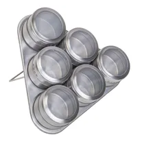 Conjunto de Potes Magnéticos para Temperos Wellmes 7 Peças Aço Inox