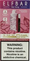 Vape Descartável Elf Bar 40K Nic King Sour Strawberry Dragonfruit 40000 Puffs