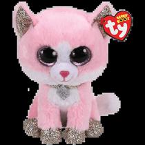 TY Peluches TY Beanie Boos Fiona Gato Rosado Mediano Tela Poliester 3 Anos + Multicolor