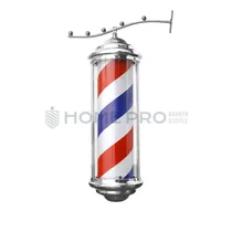 Barber Pole Prateado Iluminado Giratório Pendente 45 CM 220V
