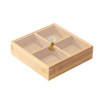 Caja Organizadora de Bambu Con Tapa OB-2531 23 X 23 X 5 CM