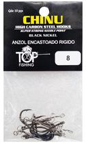 Anzol Top Fishing Chinu Encastoado Rigido 08 com 10 PCS