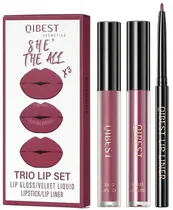 Kit Batom Liquido + Lápis de Boca Qibest She The All X3 N-08 (2 de 2G + 0.5G)