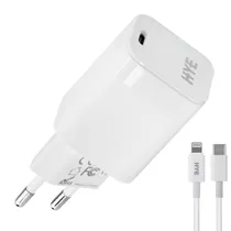 Carregador Tomada Hye HYEC43L USB-C / 30W - Branco + Cabo USB-C / Lightning