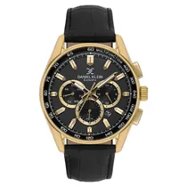 Relogio Analógico Masculino Daniel Klein DK.1.14002-4 Exclusive Gent / Pulseira de Couro - Preto/Dourado