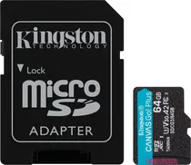 Cartão de Memória Micro SD Kingston 64GB Canvas Go! Plus - 170MB/s