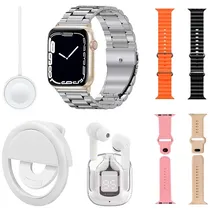 Kit Smartwatch D97 Plus com Bluetooth - Dourado + Fone de Ouvido Sem Fio