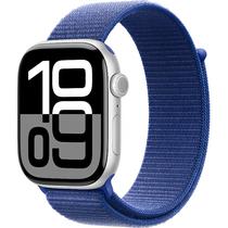 Apple Watch S10 Caixa de Aluminio Prata com Pulseira Esportiva Loop Azul Cloud 46 MM MWWN3LW/A