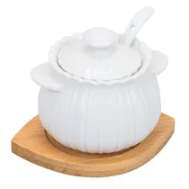 Porta-Mel Em Porcelana com Dosador - Branco