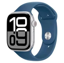 Apple Watch Series 10 MWWM3LW/A Caixa Alumínio 46MM Prata - Esportiva Azul M/L