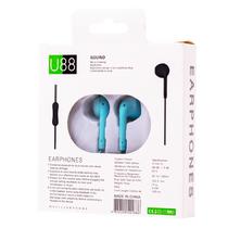 Fone de Ouvido com Fio U88 Extra Bass Aux 3.5MM / Cabo 120CM - Azul Claro