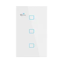 Interruptor de Parede 4LIFE Zigbee Smart Wall 3 Gang Light Touch Switch FLT3SWZ / com 3 Botões / Bluetooth / Compativel com Alexa e Google Home / 100-240V ~50/ 60HZ / App Smart Life - Branco