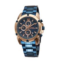 Relogio Analogico Masculino Sergio Tacchini ST.1.10006-2 com Pulseira de Aco Inoxidavel - Azul e Bronze