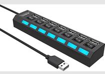 Hub USB 7P Sate A-HUB16 USB 2.0 Negro