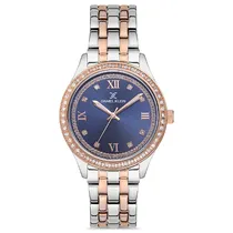 Relógio Analógico Feminino Daniel Klein DK.1.12699-4 Premium Ladies / Pulseira de Aço Inoxidável - Prata/Rose Gold/Azul