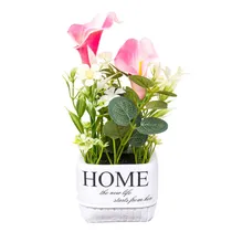 Vaso Planta Artificial Copo de Leite Branco com Rosa Decorativa