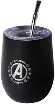 Cuia Térmica Big Life Avengers Cup 3 Em 1 com Bomba 350ML - Preto