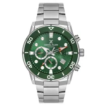Relogio Analógico Masculino Daniel Klein DK.1.13887-3 Exclusive Gents / Pulseira de Aço Inoxidável - Prata/Verde