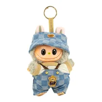 Boneco Labubu - com Roupa e Gorro - Cinza