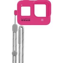 Case de Silicone Gopro com Cordao Ajustavel para HERO5 /6/7 - Rosa Eletrico - ACSST-011