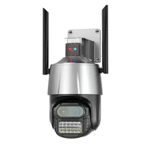 Camera de Segurança Externa Inteligente Smart MG.8X / 4MP+4MP / 2.8-12MM / Wifi / Microfone / 360° / Detecção de Movimento / Visao Noturna / App Icsee - Cinza/ Preto
