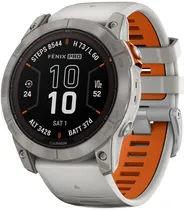Relógio GPS Garmin Fenix 7X Pro Sapphire Solar 010-02778-14 - Titânio Cinza/Laranja