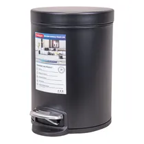 Lixeira Redonda 5L Aço Inox - Preto Fosco