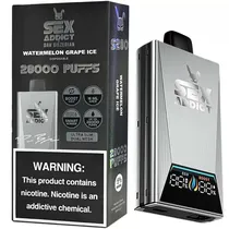 Vaper Descartável Sex Addict BY Dan Bilzerian S280 Silver 5% Nicotina 28000 Puffs - Watermelon Grape Ice