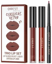 Kit Batom Liquido + Lápis de Boca Qibest Classical Retro X3 N-10 (2 de 2G + 0.5G)