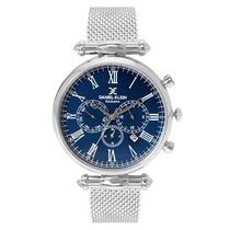 Relogio Analogico Daniel Klein Exclusive DK11829-2 Masculino, Metal - Prata e Azul