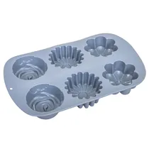 Forma de Silicone 6 Cavidades Florais - Cinza Escuro