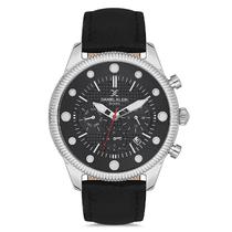 Relogio Analogico Masculino Daniel Klein DK.1.12723-1 Exclusive Gents / Pulseira de Couro Genuino - Preto/Prata