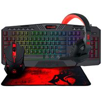 Kit Gamer Redragon Essentials S101-BA-2 Teclado + Mouse + Mousepad + Fone / Ingles - Preto / Vermelho