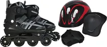 Patins Fei Bao HG25007 Kit Capacete, Joelheira e Cotoveleira - Preto