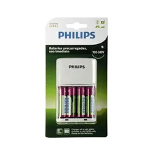 Carregador Philips com 4 Pilhas AA4 (2450MAH) (SCB2445NB/97)