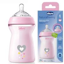 Chicco Nursery Biberon Natural Feeling 6M+ 330ML Rosa Detalles En El Producto 330ML Rosa