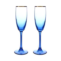 Set de Copas para Champán Pasabahce Marble 44688 175ML Azul 2 Piezas