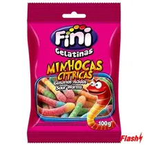 Bala de Gelatina Fini Minhoca Cítrica 80G