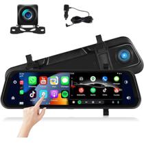 Espelho/Espejo Retrovisor DVR Frontal/Trasero Blackbox p/Auto Full HD A-DVR056 + Carplay+ Android-Auto 9.66"