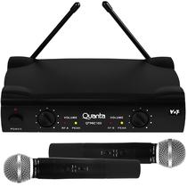 Sistema de Microfone Sem Fio Quanta QTMIC103 com 2 Microfones Bivolt - Preto