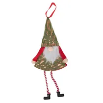 Enfeites de Natal Pendentes de Gnomos com Chapéu de Lantejoulas 4 X 14CM