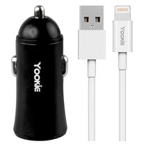 Carregador Veicular Yookie PC1 12W Dual Port USB + Lightning - Preto