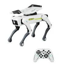 Robo Pet Smart Dog Ai Inteligente No.8006 / com Pistola para Bolas de Gel / Comando de Voz / Controle Remoto Movel / Programação Robô de Brinquedo Eletrônico / Multifuncional - Branco