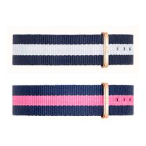 Pulseira para Relogio Daniel Wellington Winchester 0705DW Feminino de Nylon 18MM - Azul e Branco Ou Azul e Rosa